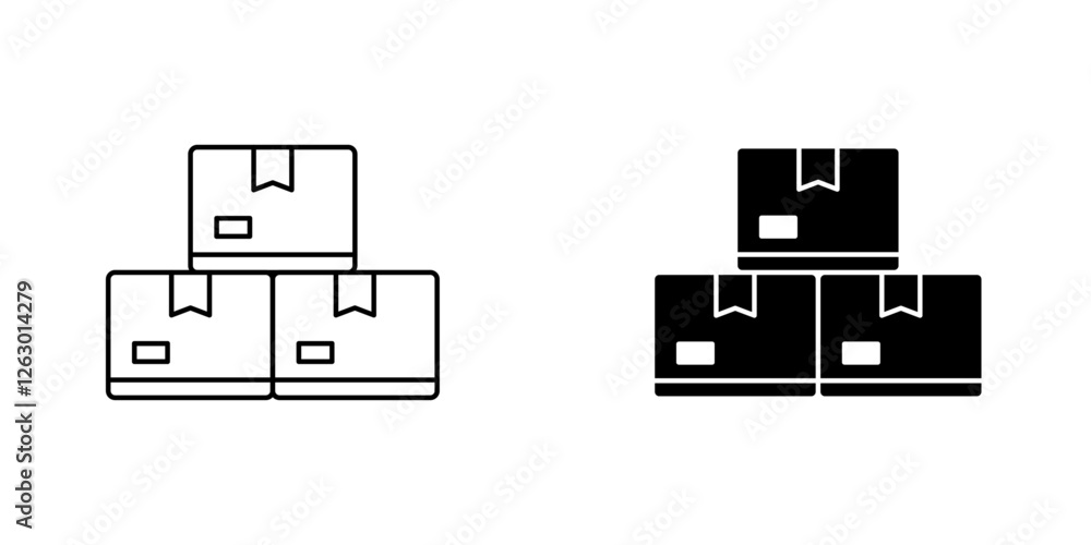 Inventory vectors icons set in filled and strokes on white background Inventory vectors icons set in filled and strokes on white background