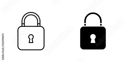 Lock vectors icons set in filled and strokes on white background