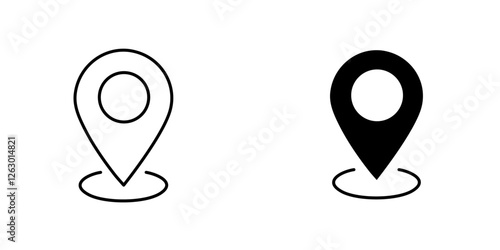 Marker vectors icons set in filled and strokes on white background