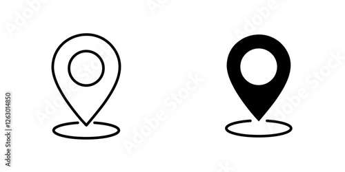 Map marker vectors icons set in filled and strokes on white background