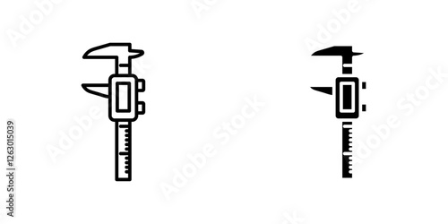 Micrometer vectors icons set in filled and strokes on white background