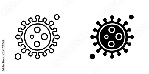 Microorganism vectors icons set in filled and strokes on white background