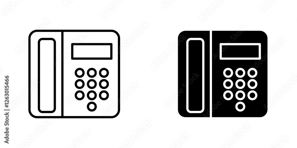 Office phone vectors icons set in filled and strokes on white background Office phone vectors icons set in filled and strokes on white background