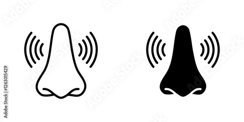 Nose pain vectors icons set in filled and strokes on white background