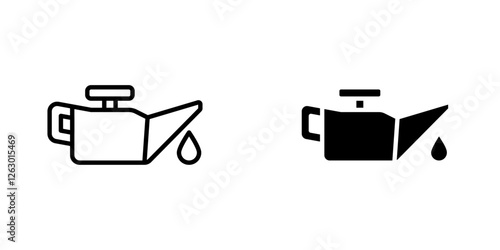Oil can vectors icons set in filled and strokes on white background