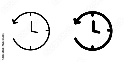 Past time vectors icons set in filled and strokes on white background