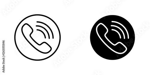 Phone vectors icons set in filled and strokes on white background