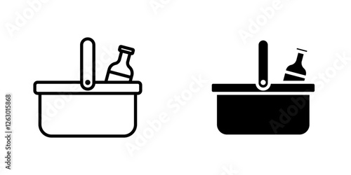 Picnic vectors icons set in filled and strokes on white background