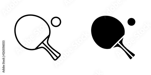 Ping pong vectors icons set in filled and strokes on white background
