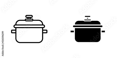 Pot vectors icons set in filled and strokes on white background