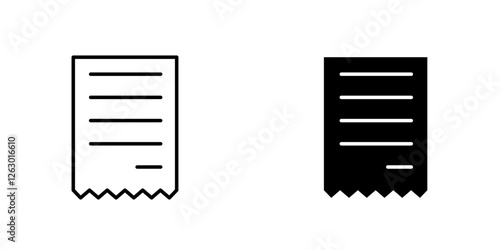 Receipt vectors icons set in filled and strokes on white background