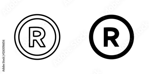 Registered vectors icons set in filled and strokes on white background