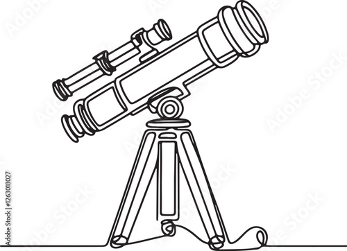 Simple School Telescope Outline | Vector Illustration