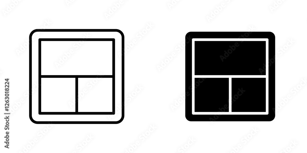 Table layout vectors icons set in filled and strokes on white background Table layout vectors icons set in filled and strokes on white background