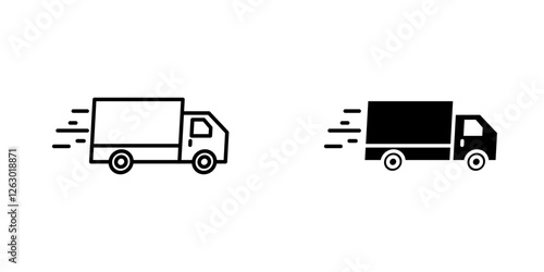 Truck vectors icons set in filled and strokes on white background