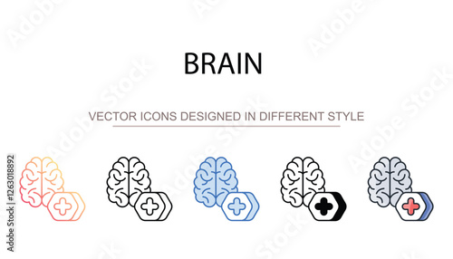 Brain icon design with white background stock illustration