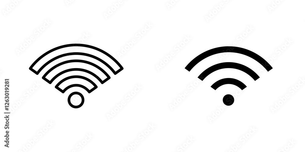 Wifi vectors icons set in filled and strokes on white background Wifi vectors icons set in filled and strokes on white background