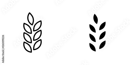 Wheat vectors icons set in filled and strokes on white background