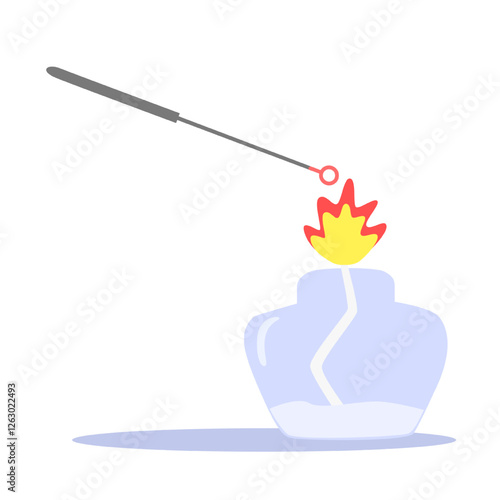 illustration of sterilized inoculation loop in a alcohol bunsen burner