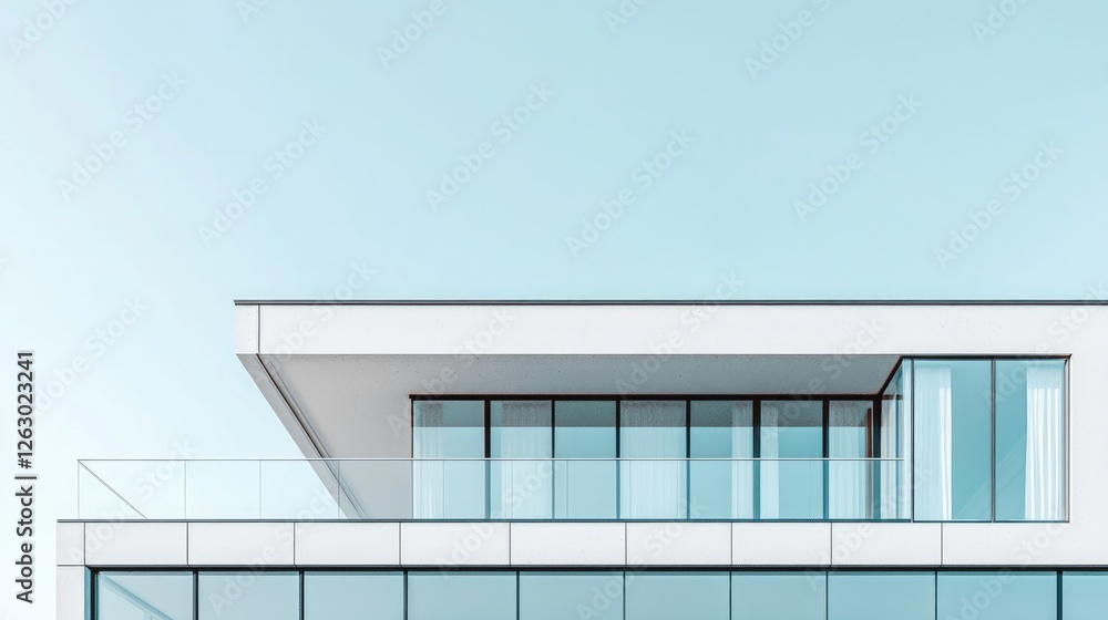 Obraz premium Modern Minimalist Architecture: A Study in Clean Lines and Sky