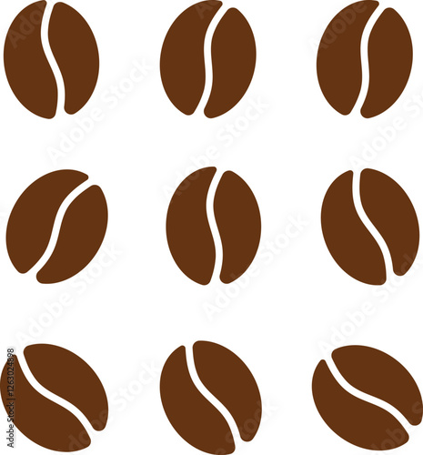 Coffee bean set. Isolated coffe beans on white background