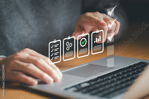 Wallpaper Mural hand of business person mitigate danger risk with checklist compliance improvement. Risk management concept for business and personal planning for risk mitigation with information and decision. Torontodigital.ca