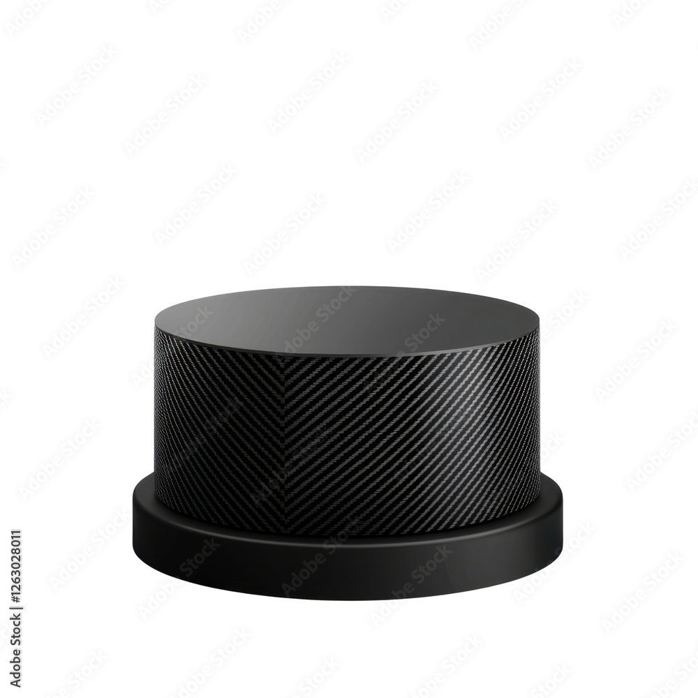 Black Round Product Display Stand with Modern Design for Showcase and Presentation Purposes in Digital and Print Media