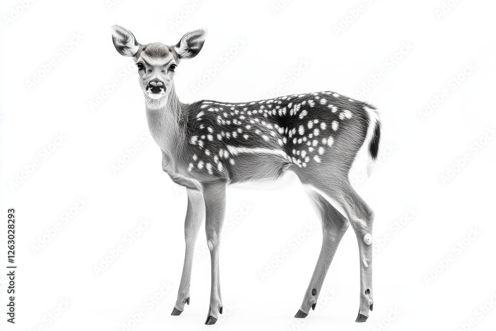 Deer standing long and isolated on white background. Deer standing long and isolated on white background.