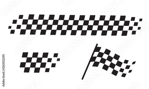 Racing flag vector icon on white background. Checkered flag. start and finish crossed flag. Racing flag.	