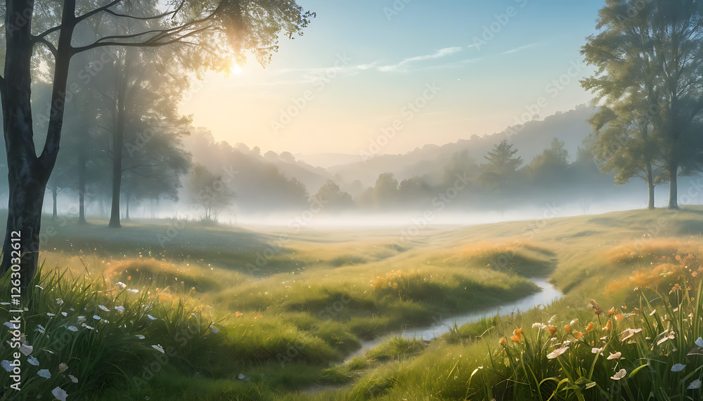 Fototapeta premium landscaps background in Dewy season
