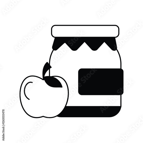 apple jam glyph outline icon with white background vector stock illustration