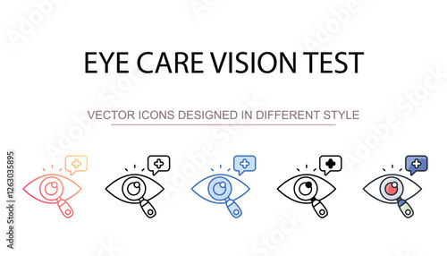 Eye Care Vision Test icon design with white background stock illustration