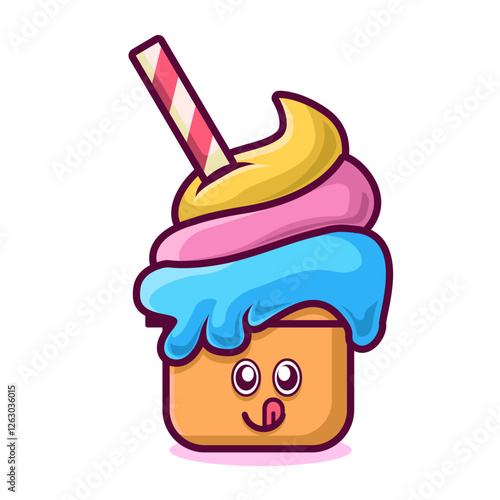 cute ice cream flat vector illsutration
