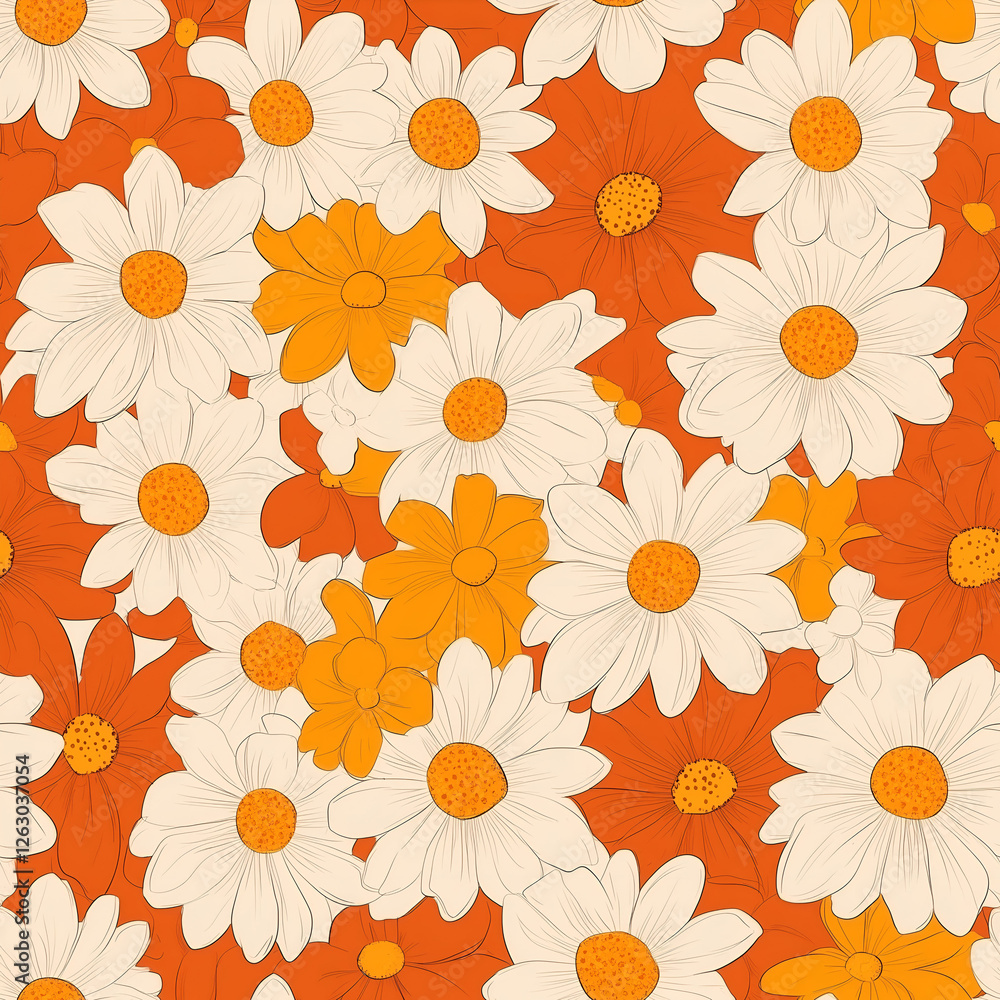 Orange and White Daisy Pattern Orange and White Daisy Pattern
