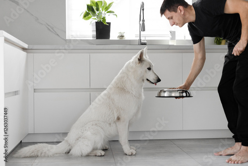 Photography Young Man Feeding His Dog