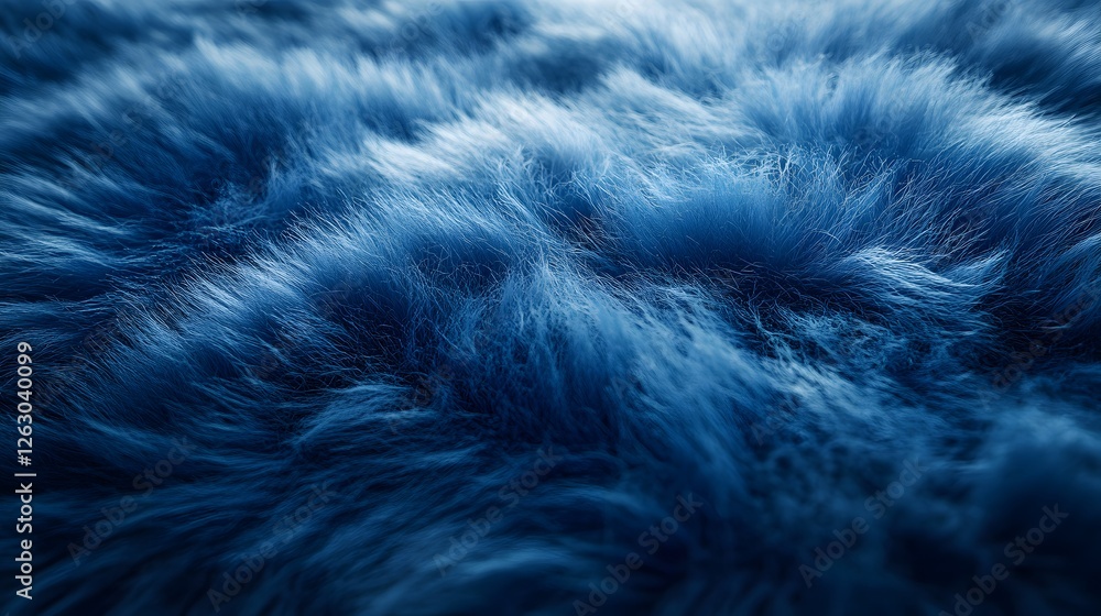 Fototapeta premium Close-up shot of a deep blue fur texture. Soft, luxurious and stylish. Fuzzy Fleece Detailed texture background. Deep Blue Fur Texture: A Luxurious and Soft Abstract