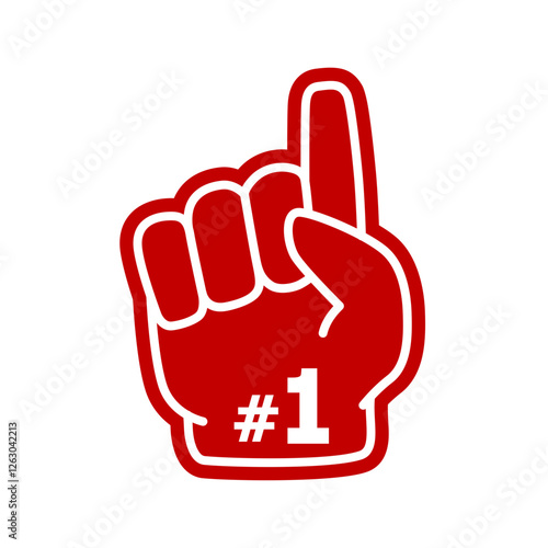 Number 1 fan red foam finger vector