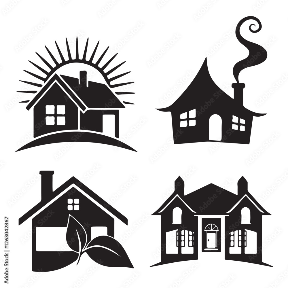House Icon Set Vector Silhouettes House Icon Set Vector Silhouettes