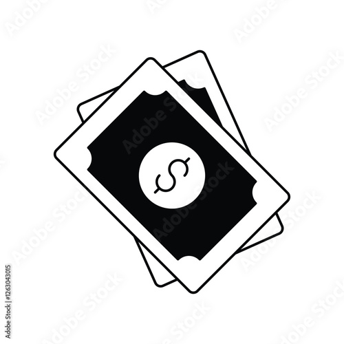 dollars glyph outline icon with white background vector stock illustration