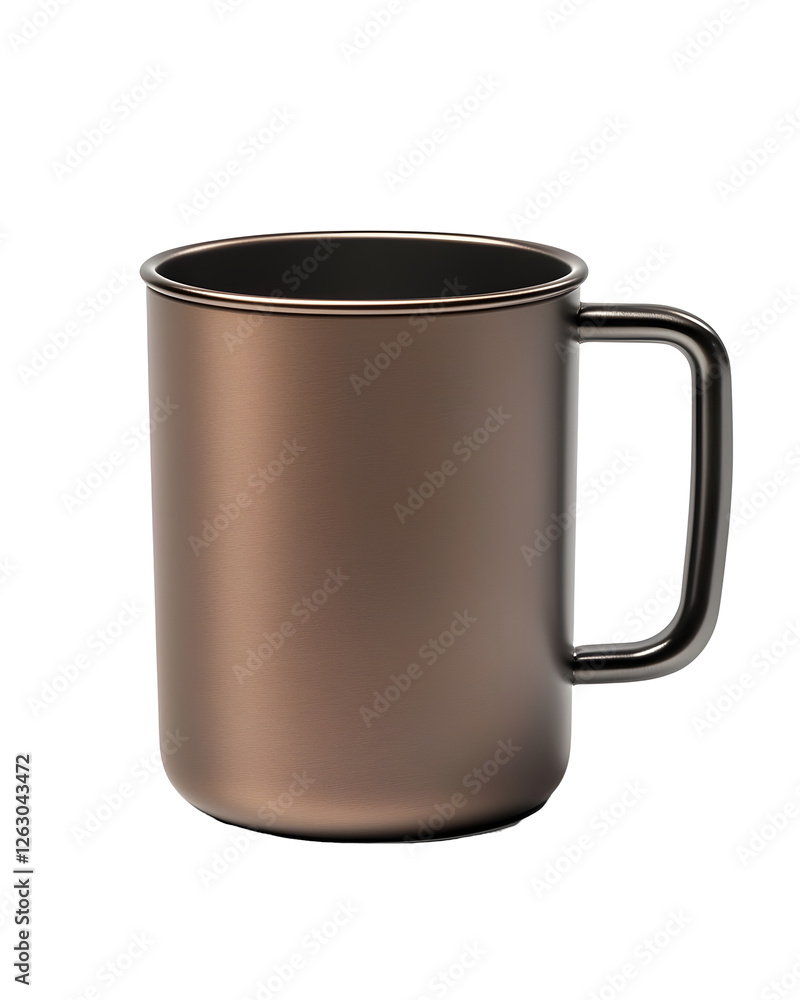 Sleek Metallic Reusable Coffee Mug on Clean White Background Sleek Metallic Reusable Coffee Mug on Clean White Background