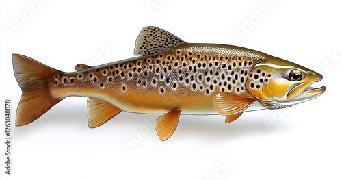 Wallpaper Mural Hyper-realistic Brown Trout Salmo Trutta Isolated on White Background Torontodigital.ca