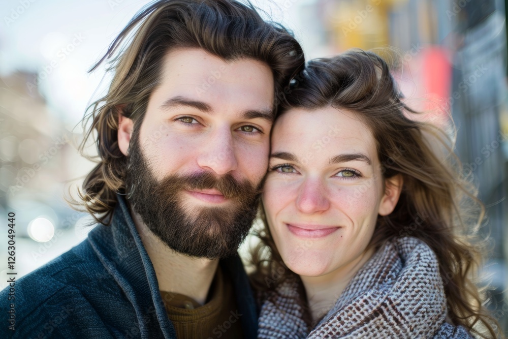 Portrait of a cheerful caucasian couple in their 20s looking at the camera Portrait of a cheerful caucasian couple in their 20s looking at the camera