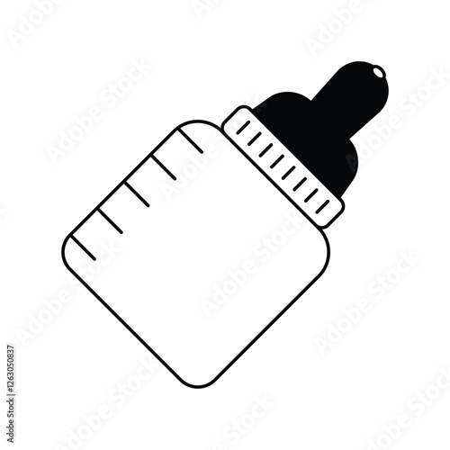baby bottle glyph outline icon with white background vector stock illustration