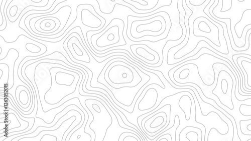 Topographic line pattern. Topography map. Contour geographic texture. Mountain background. Topograph terrain. Abstract relief geography. Geometric lines on white background. Vector illustration