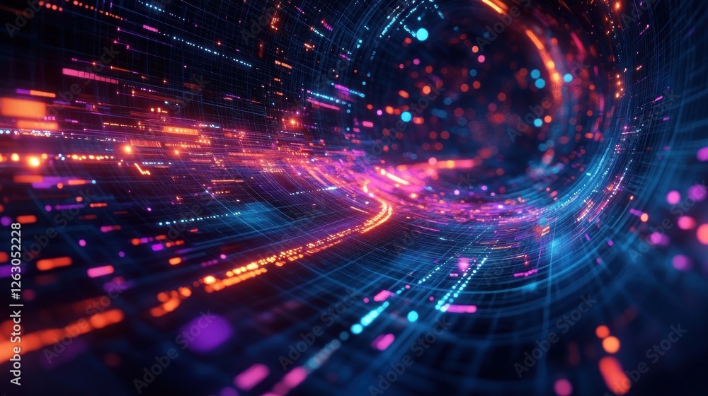 Futuristic Data Visualization Concept with Neon Lines Geometric Shapes AI Deep Learning Analytics Futuristic Data Visualization Concept with Neon Lines Geometric Shapes AI Deep Learning Analytics