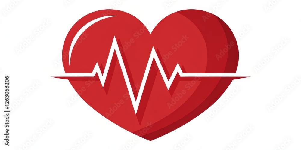 Heart Rate Monitor Red Heart with EKG Line, Illustration, Healthcare Concept Heart Health, Medical Icon Heart Rate Monitor Red Heart with EKG Line, Illustration, Healthcare Concept Heart Health, Medical Icon