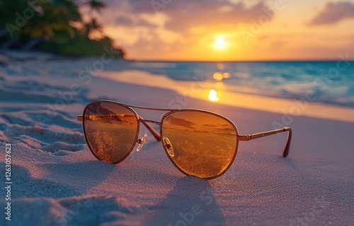 Wallpaper Mural Sunglasses on Sandy Beach with Sunlight and Summer Vibes Torontodigital.ca