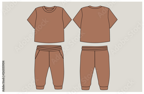 Baby boy  Shirt design flat sketch fashion illustration vector template with front and back view, Toddler baby western shirt jacket cad drawing mock up