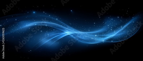 Abstract Blue Glowing Waves Dark Background Design art flow calm light