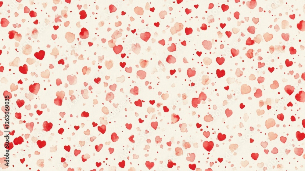 A pattern of delicate red and pink hearts scattered across a cream-colored background, creating a sweet and subtle Valentine's Day vibe. A pattern of delicate red and pink hearts scattered across a cream-colored background, creating a sweet and subtle Valentine's Day vibe.